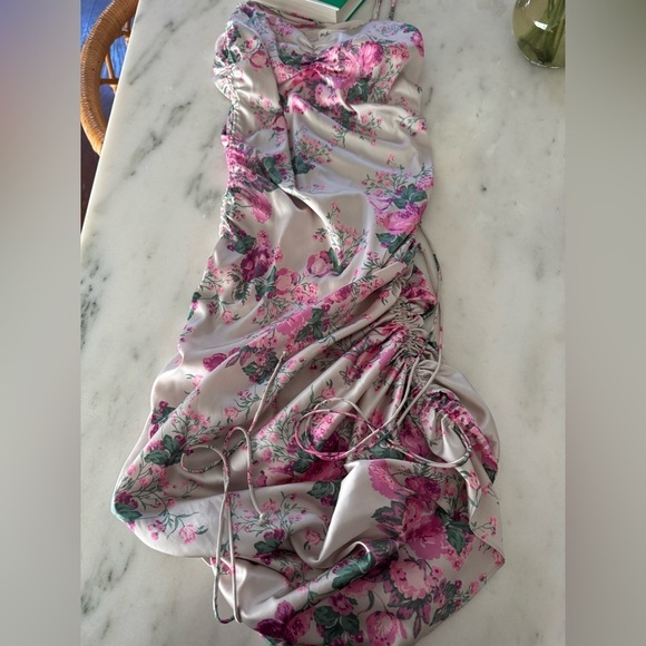 For Love and Lemons- Pink Floral Palais Adjustable Mini Dress - Picture 5 of 7